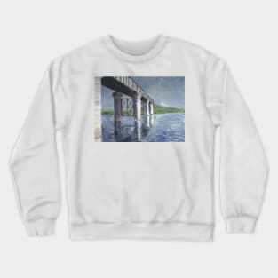 The Seine and the Railroad Bridge at Argenteuil by Gustave Caillebotte Crewneck Sweatshirt